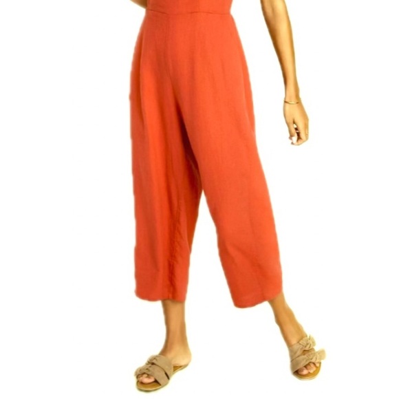 Old Navy dark salmon Orange Sleeveless linen jumpsuit with pockets size small - Picture 4 of 12